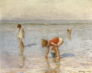 Children Hunting for Seashells