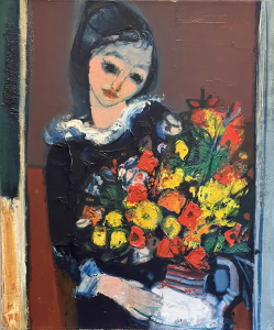 Young girl with flowers,1967